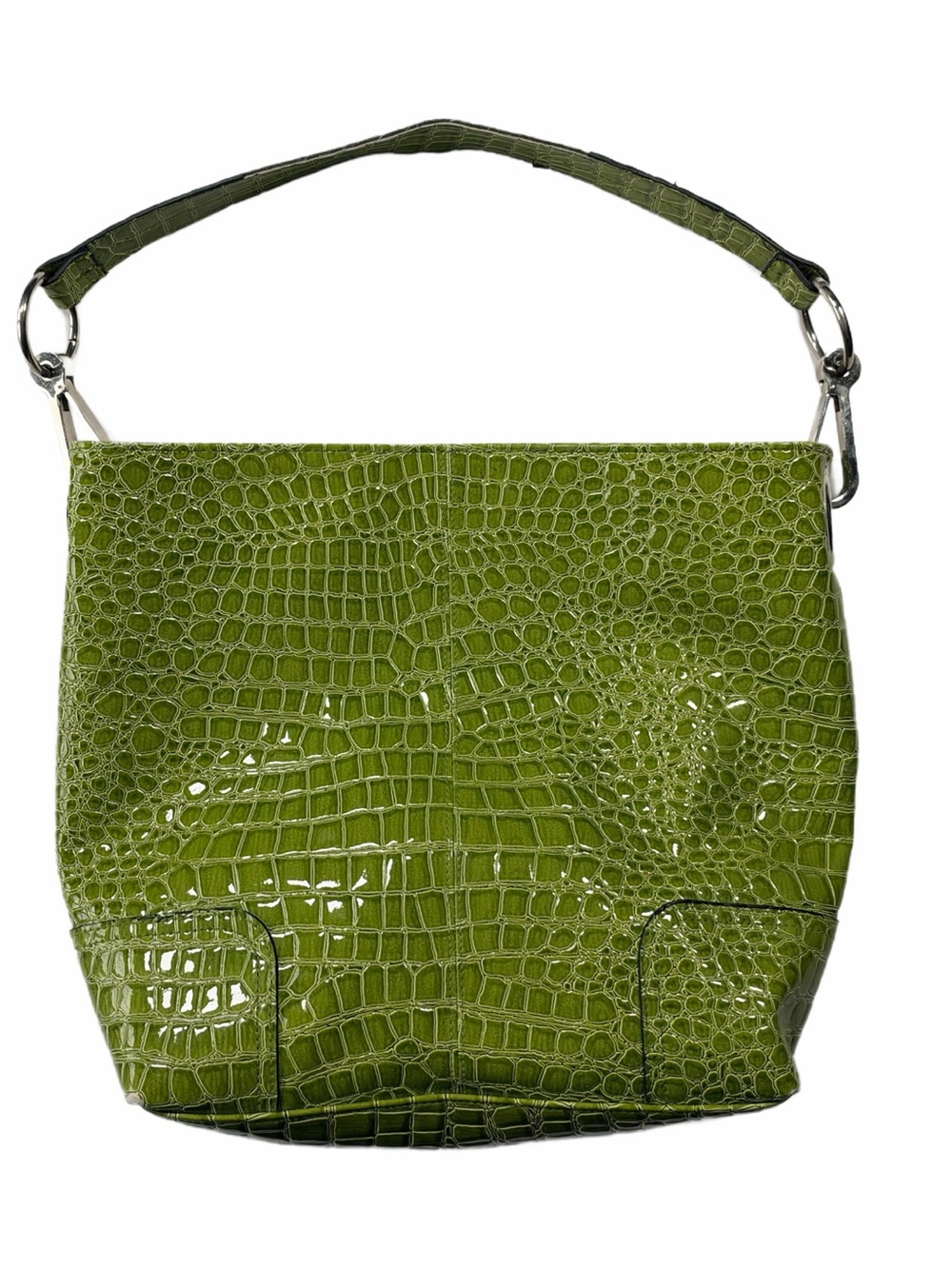 y2k Bueno Green Croc-Embossed Hobo Shoulder Bag